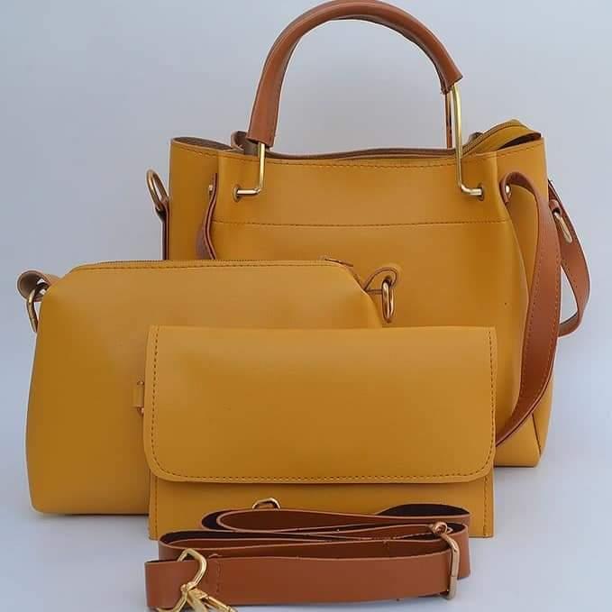 CASUAL 3PCS LEATHER HANDBAG